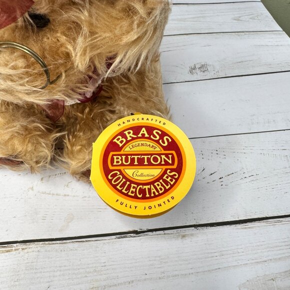 Rosie Bear Brass Button Collectables 10" Plush Bear Glass Hat Tags Vtg - Picture 5 of 10